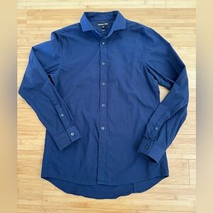 Michael Kors slim fit Men's Navy Button-Up Shirt medium